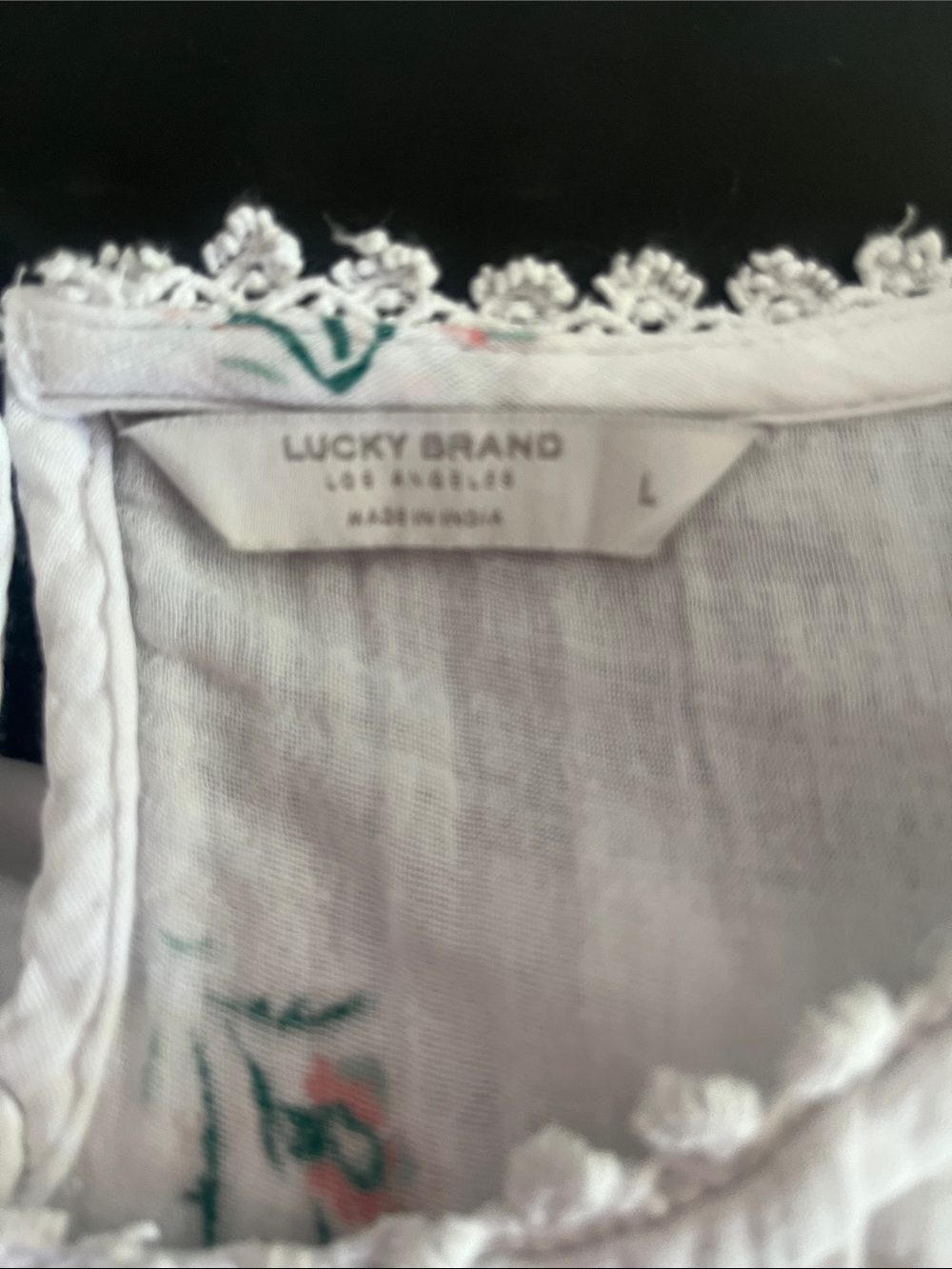 Lucky Brand White Floral Lace Yoke Blouse - Picture 2 of 3